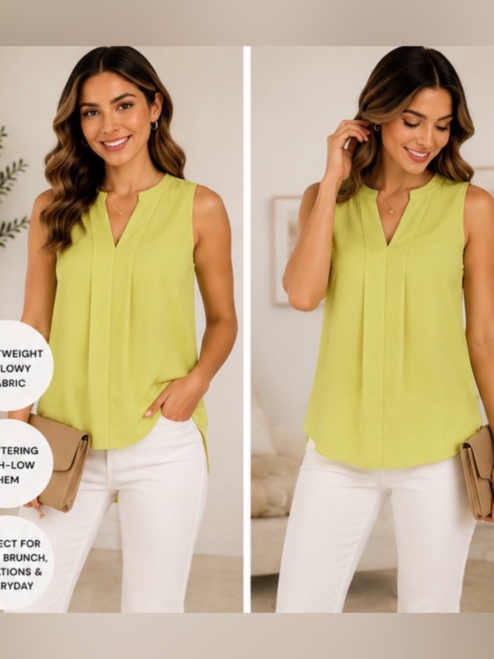 587 Maeve Anthropologie Light Yellow Sleeveless High Low Blouse Size 8